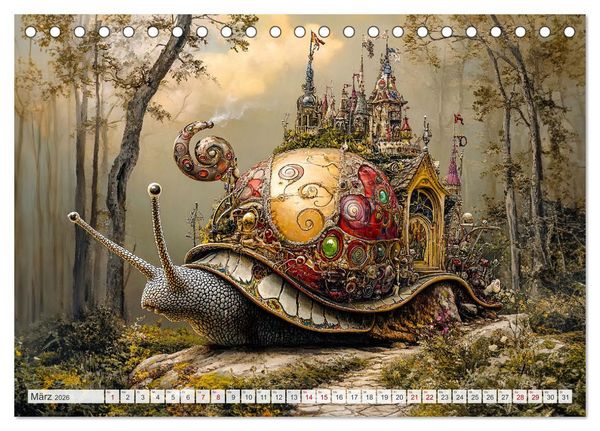 Produktbild: Magische Wesen im Zauberland - Fantasie-Tiere im Steampunk-Kalender (Tischkalender 2026 DIN A5 quer), CALVENDO Monatskalender