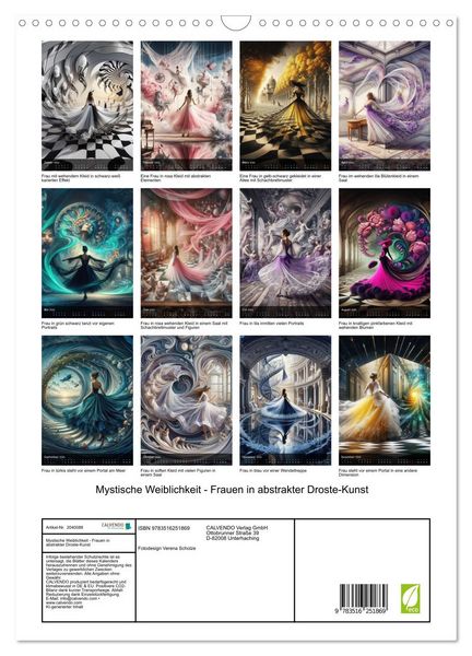 Produktbild: Mystische Weiblichkeit - Frauen in abstrakter Droste-Kunst (Wandkalender 2026 DIN A3 hoch), CALVENDO Monatskalender
