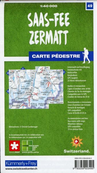 Produktbild: K&uuml;mmerly+Frey Wanderkarte 49 Zermatt, Saas-Fee 1:40.000