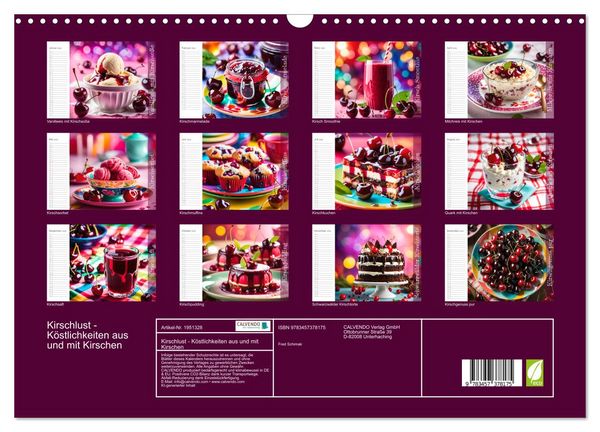 Produktbild: Kirschlust - K&ouml;stlichkeiten aus und mit Kirschen (Wandkalender 2026 DIN A3 quer), CALVENDO Monatskalender