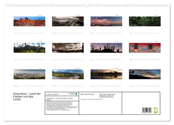 Produktbild: Kolumbien - Land der Farben und des Lichts (Wandkalender 2026 DIN A2 quer), CALVENDO Monatskalender