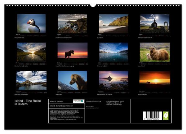 Produktbild: Island - Eine Reise in Bildern (hochwertiger Premium Wandkalender 2026 DIN A2 quer), Kunstdruck in Hochglanz