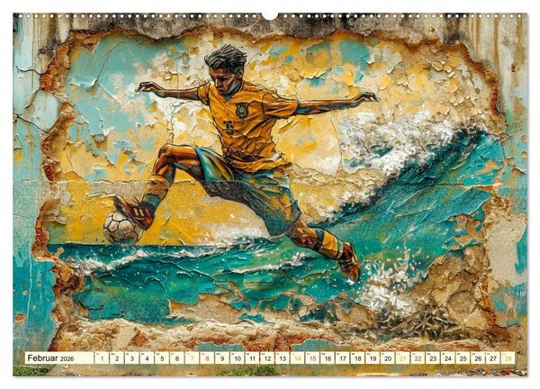 Produktbild: Fu&szlig;ball Graffiti - sportliche Kunst (hochwertiger Premium Wandkalender 2026 DIN A2 quer), Kunstdruck in Hochglanz