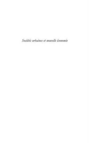 Produktbild: Societe urbaines et nouvelle economie