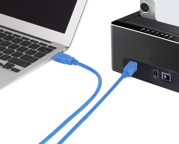 Produktbild: Renkforce USB-Kabel USB 3.2 Gen1 USB-A Stecker, USB-B Stecker 1.80 m Blau vergoldete Steckkontakte RF-4260504