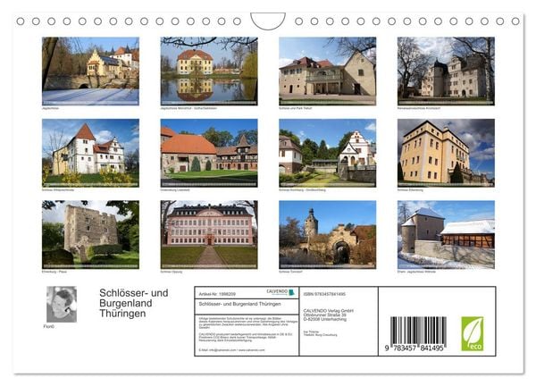 Produktbild: Schl&ouml;sser- und Burgenland Th&uuml;ringen (Wandkalender 2026 DIN A4 quer), CALVENDO Monatskalender