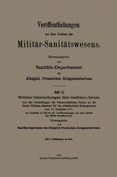 Produktbild: Weitere Untersuchungen &uuml;ber Gas&ouml;dem-Serum