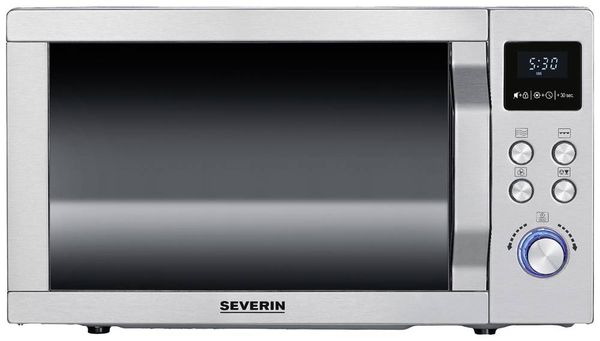 Severin MW 7774 Mikrowelle Edelstahl (gebürstet), Silber 900 W Grillfunktion, mit Pizzafunktion, Heißluft-Funktion