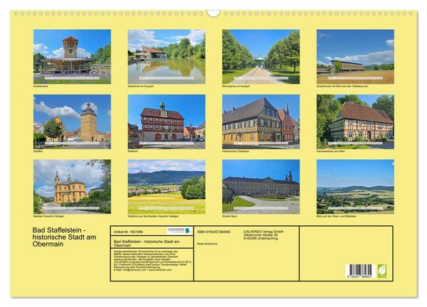 Produktbild: Bad Staffelstein - historische Stadt am Obermain (Wandkalender 2026 DIN A2 quer), CALVENDO Monatskalender