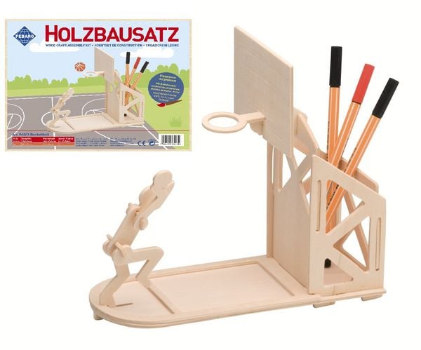 Produktbild: PEBARO 840/3 - Holzbausatz Stiftehalter Basketball, 16-teilig, Holzkonstruktion zum Zusammenstecken