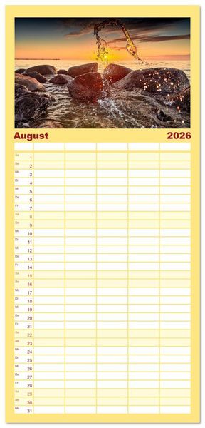 Produktbild: Familienplaner 2026 - Ostseesteine mit 5 Spalten (Wandkalender, 21 x 45 cm) CALVENDO
