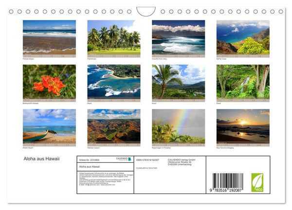 Produktbild: Aloha aus Hawaii (Wandkalender 2026 DIN A4 quer), CALVENDO Monatskalender