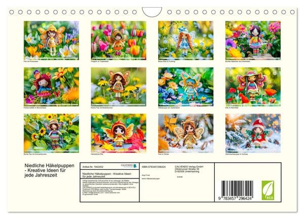 Produktbild: Niedliche H&auml;kelpuppen - Kreative Ideen f&uuml;r jede Jahreszeit (Wandkalender 2026 DIN A4 quer), CALVENDO Monatskalender