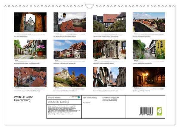 Produktbild: Weltkulturerbe Quedlinburg (Wandkalender 2026 DIN A3 quer), CALVENDO Monatskalender