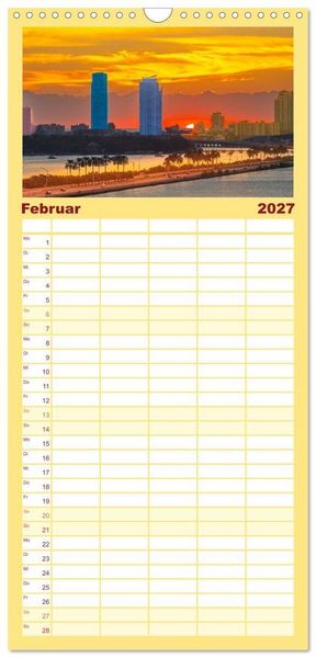 Produktbild: Familienplaner 2027 - Kunterbuntes Miami mit 5 Spalten (Wandkalender, 21 x 45 cm) CALVENDO