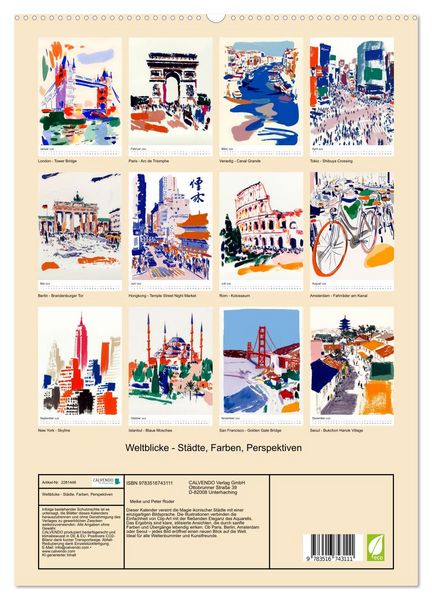 Produktbild: Weltblicke - St&auml;dte, Farben, Perspektiven (hochwertiger Premium Wandkalender 2026 DIN A2 hoch), Kunstdruck in Hochglanz