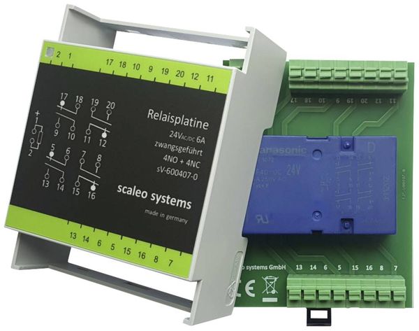 scaleo systems Sicherheitsrelais mit Verpolschutzdiode, mit LED, mit Gehäuse 1 St. Typ 24V 4-fach 4 Wechsler
