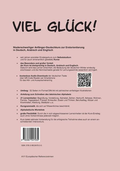 Produktbild: Viel Gl&uuml;ck! Anf&auml;nger-Deutschkurs zur Erstorientierung in Deutsch, Englisch und Arabisch