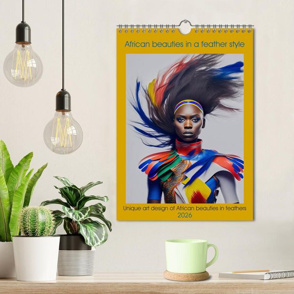 Produktbild: African beauties in a feather style (Wall Calendar 2026 DIN A4 portrait), CALVENDO 12 Month Wall Calendar