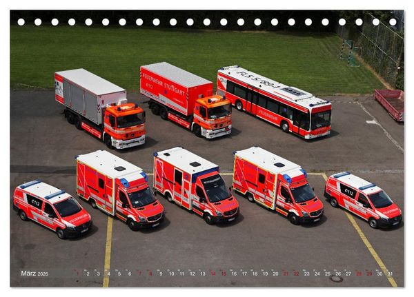 Produktbild: Einsatzfahrzeuge der Feuerwehr Stuttgart (Tischkalender 2026 DIN A5 quer), CALVENDO Monatskalender