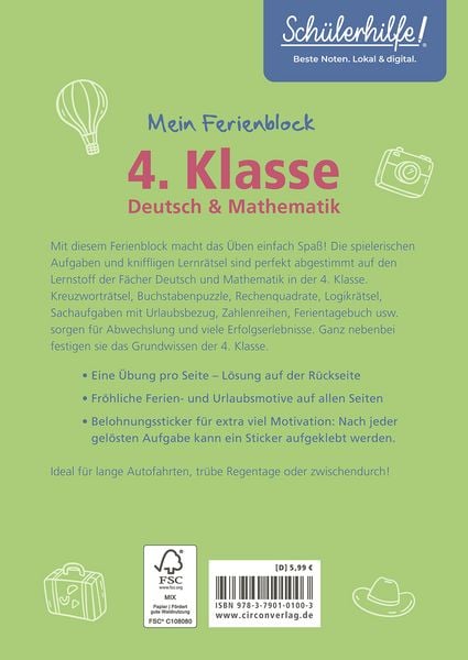 Produktbild: Mein Ferienblock - 4. Klasse