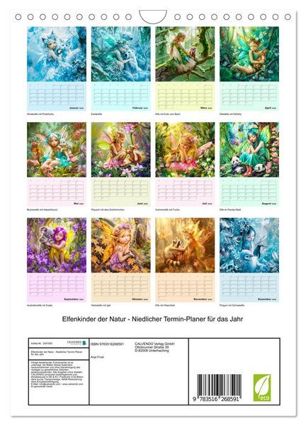 Produktbild: Elfenkinder der Natur - Niedlicher Termin-Planer f&uuml;r das Jahr (Wandkalender 2026 DIN A4 hoch), CALVENDO Monatskalender