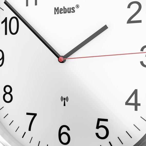 Produktbild: Mebus 19411 Funk Wanduhr 30cm Silber