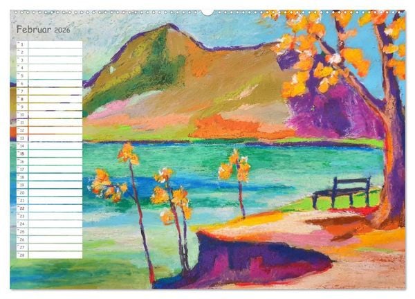 Produktbild: Gemalte Herbsttr&auml;ume - Eine malerische Reise in bunte Herbstlandschaften (hochwertiger Premium Wandkalender 2026 DIN A2 quer), Kunstdruck in Hochglanz