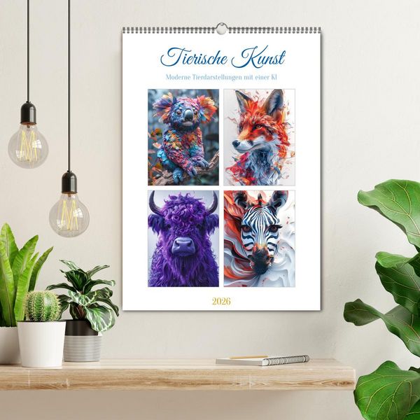 Produktbild: Tierische Kunst (Wandkalender 2026 DIN A2 hoch), CALVENDO Monatskalender