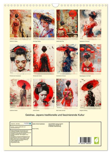 Produktbild: Geishas. Japans traditionelle und faszinierende Kultur (Wandkalender 2026 DIN A3 hoch), CALVENDO Monatskalender
