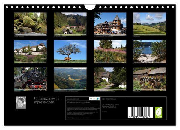 Produktbild: S&uuml;dschwarzwald - Impressionen (Wandkalender 2026 DIN A4 quer), CALVENDO Monatskalender