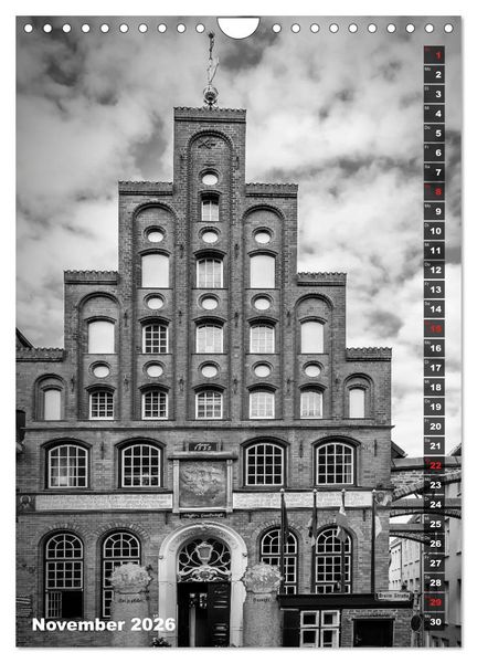 Produktbild: L&Uuml;BECK Monochrome Momente (Wandkalender 2026 DIN A4 hoch), CALVENDO Monatskalender