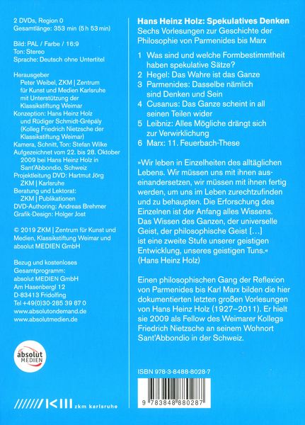 Produktbild: HANS HEINZ HOLZ: SPEKULATIVES DENKEN