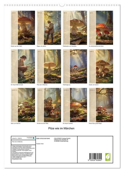 Produktbild: Pilze wie im M&auml;rchen (hochwertiger Premium Wandkalender 2027 DIN A2 hoch), Kunstdruck in Hochglanz