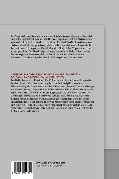 Produktbild: Vergleichende Kolonialtoponomastik