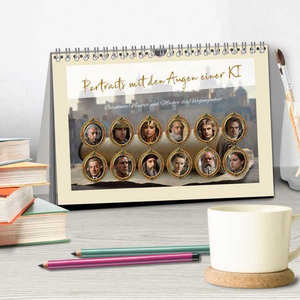 Produktbild: Portraits mit den Augen einer KI (Tischkalender 2026 DIN A5 quer), CALVENDO Monatskalender