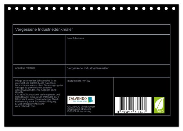 Produktbild: Vergessene Industriedenkm&auml;ler (Tischkalender 2026 DIN A5 quer), CALVENDO Monatskalender