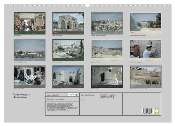 Produktbild: Unterwegs in Jerusalem (Wandkalender 2026 DIN A2 quer), CALVENDO Monatskalender