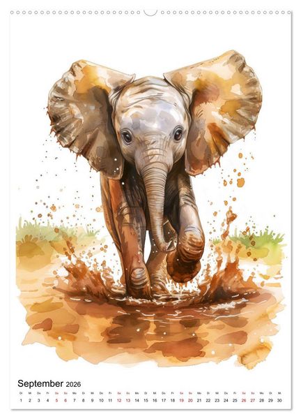 Produktbild: Afrikas Tiere - Illustriert in Wasserfarben (hochwertiger Premium Wandkalender 2026 DIN A2 hoch), Kunstdruck in Hochglanz