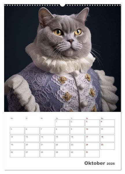 Produktbild: Royale Katzen Portraits (hochwertiger Premium Wandkalender 2026 DIN A2 hoch), Kunstdruck in Hochglanz