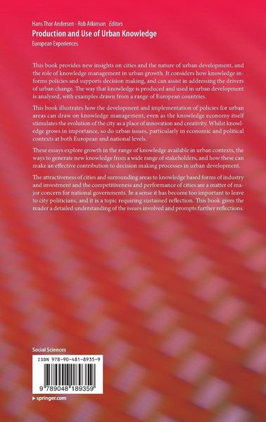 Produktbild: Production and Use of Urban Knowledge