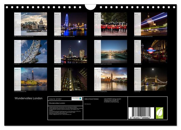 Produktbild: Wundervolles London (Wandkalender 2026 DIN A4 quer), CALVENDO Monatskalender