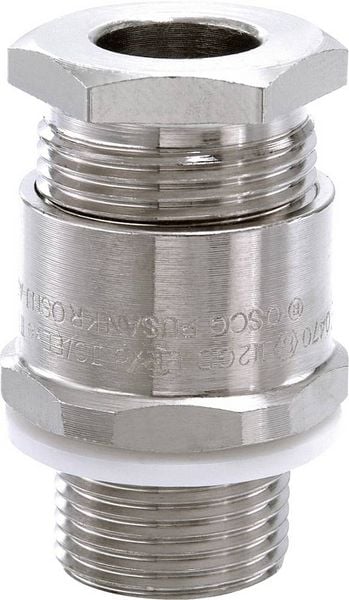 Produktbild: Wiska 50108019 Kabelverschraubung schlagfest, mit Gegenmutter, mit Dichtung M20 Messing (vernickelt) Natur 1 St.