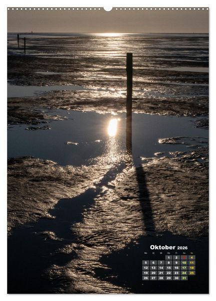 Produktbild: Westerhever - Wattwanderung in den Sonnenuntergang (hochwertiger Premium Wandkalender 2026 DIN A2 hoch), Kunstdruck in Hochglanz