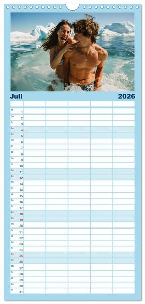 Produktbild: Familienplaner 2026 - Eisbaden mit 5 Spalten (Wandkalender, 21 x 45 cm) CALVENDO