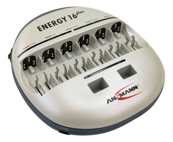 Ansmann Energy 16 plus Rundzellen-Ladegerät NiCd, NiMH Micro (AAA), Mignon (AA), Baby (C), Mono (D), 9 V Block