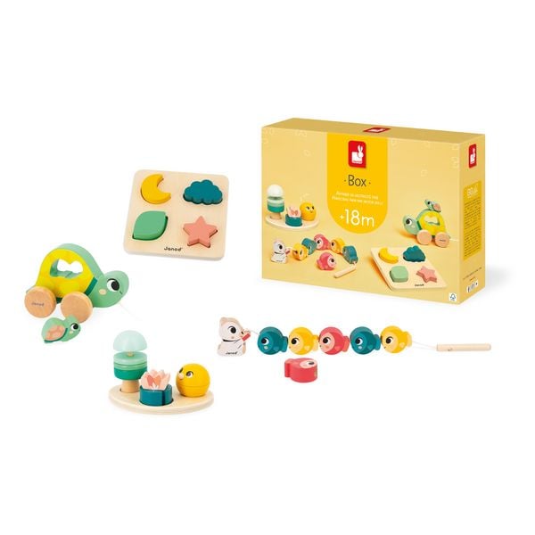 Produktbild: Entwicklungsbox mit 4 Spielzeugen ab 18 Monaten &ndash; Ziehspiel, Musik u. Puzzle