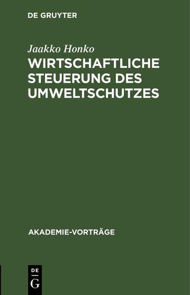 Produktbild: Wirtschaftliche Steuerung des Umweltschutzes