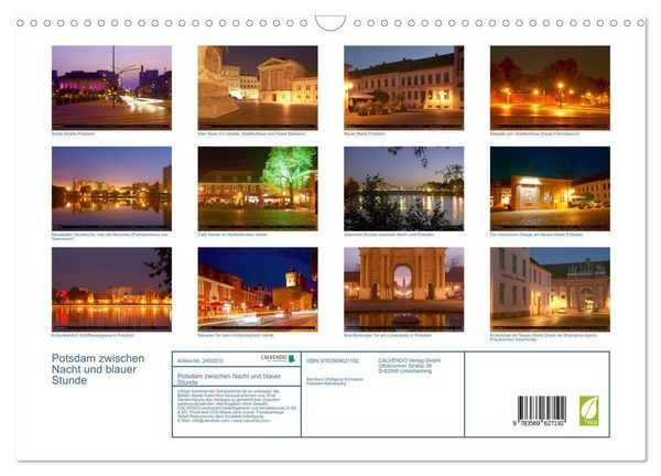 Produktbild: Potsdam zwischen Nacht und blauer Stunde (Wandkalender 2027 DIN A3 quer), CALVENDO Monatskalender
