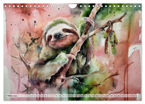Produktbild: Faultiere, ein Leben in Zeitlupe (Wandkalender 2026 DIN A4 quer), CALVENDO Monatskalender
